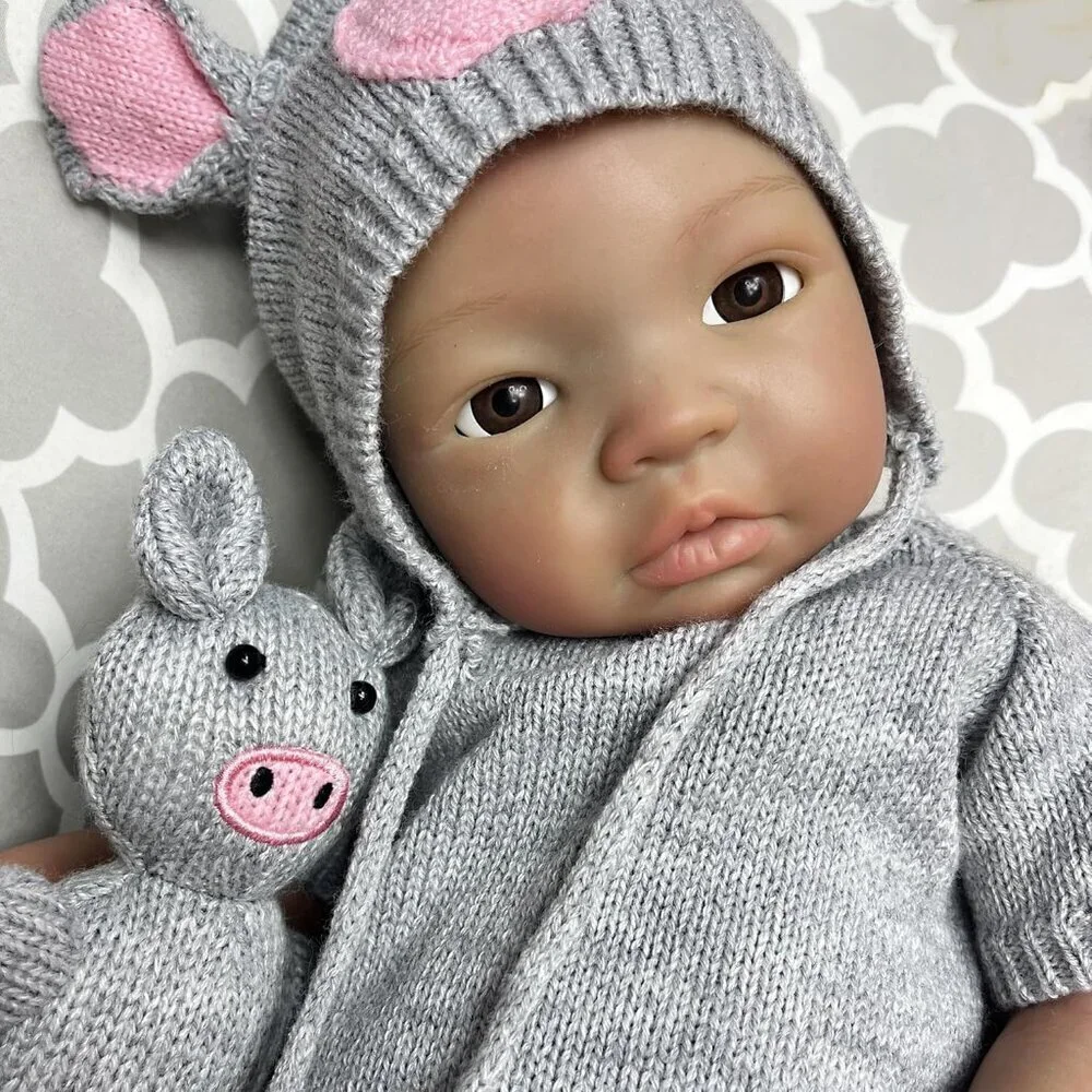 🆕18Inch Dark Skin Full Body Silicone Realistic Reborn Baby Girl Real Life Dolls